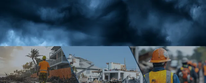 Stormy Sky and hurricane damage collage