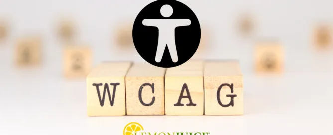 Website accessibility symbol and Lemonjuice logo
